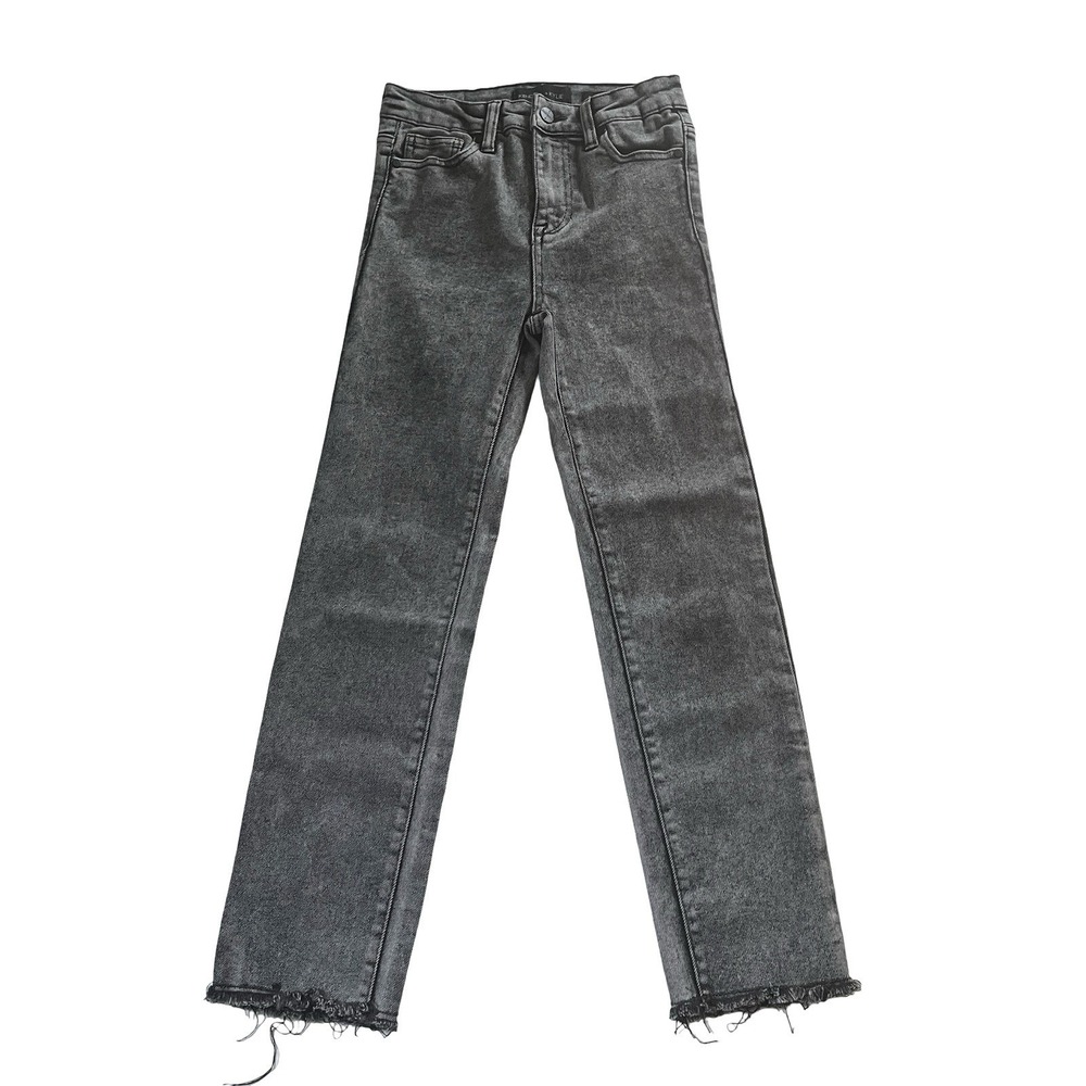 Kendall + Kylie Size 0/24 The Icon High Rise Straight Gray Black Acid Wash Jeans